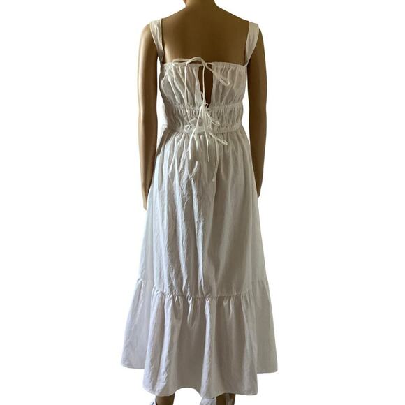 GLNEGE Women's white, tiered, flowy maxi midi boho summer dress sz L - Picture 2 of 8